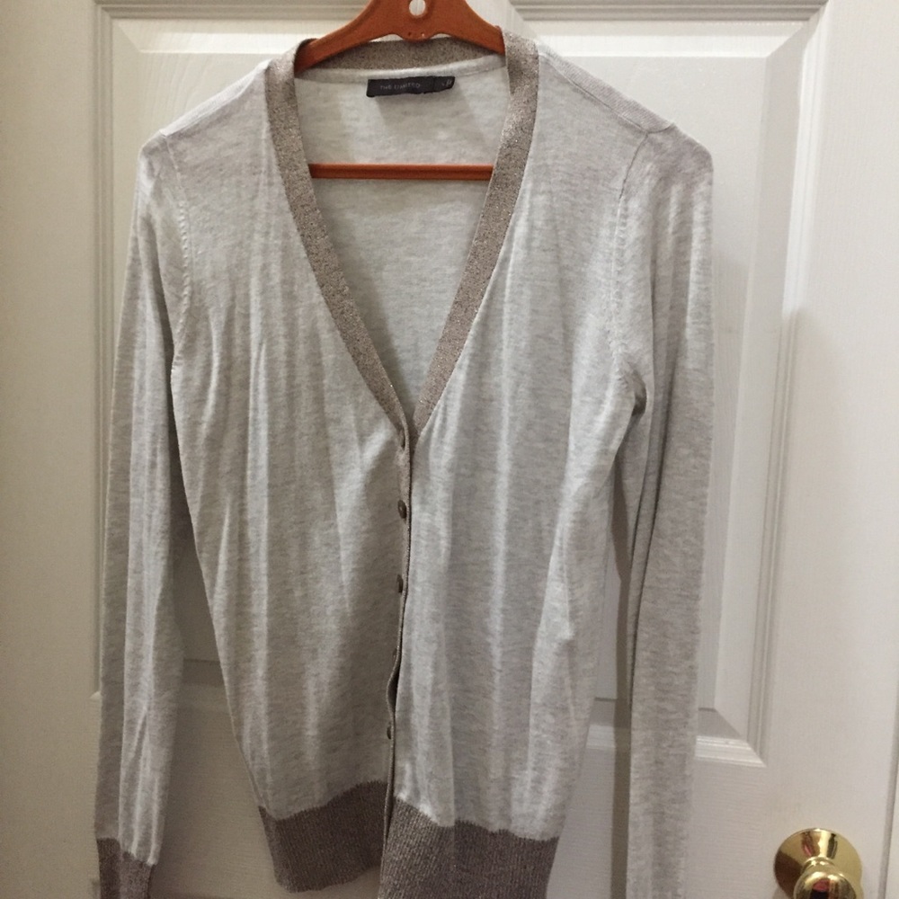 Button Front Gray Cardigan Large